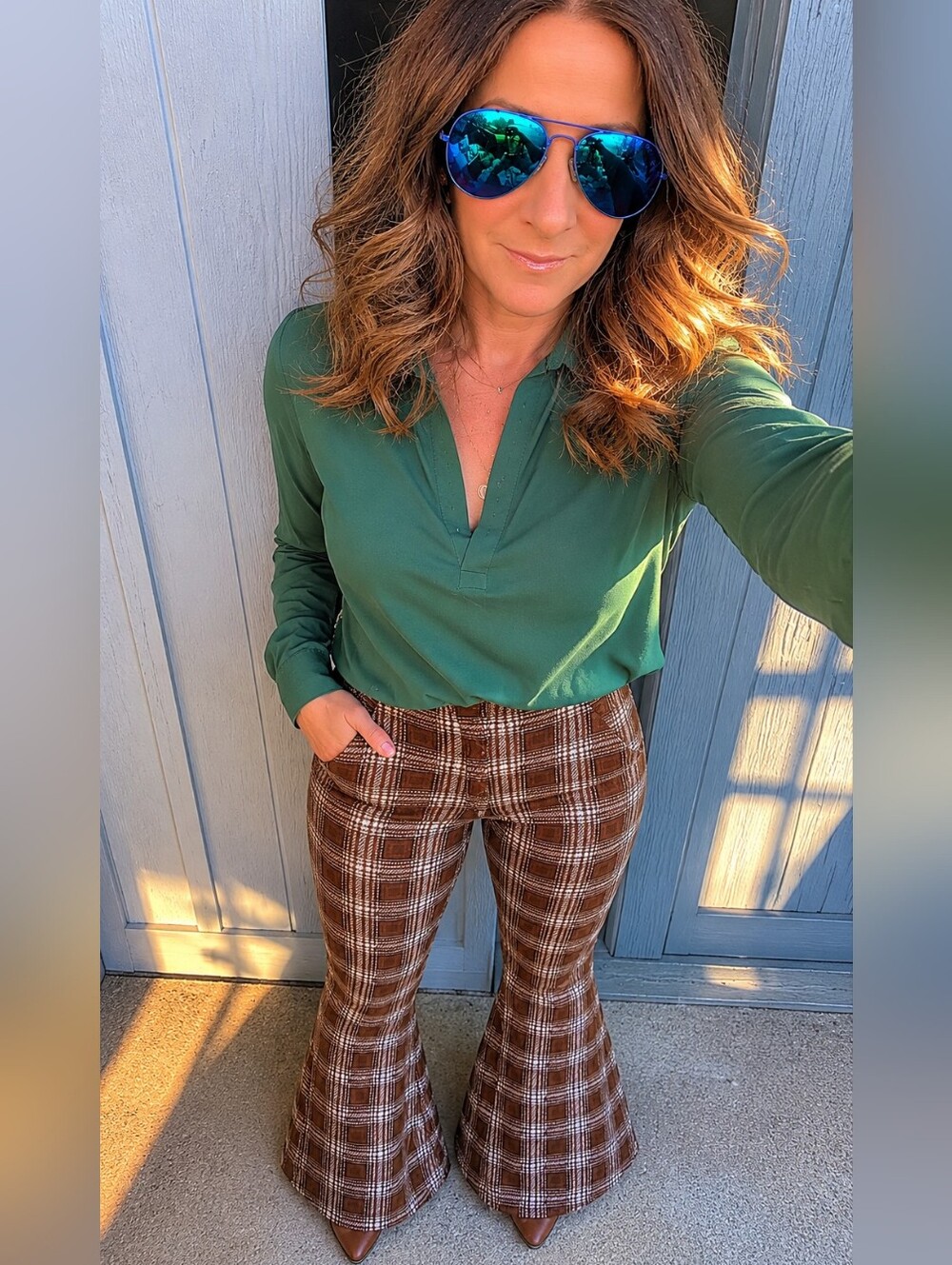 wild fable Brown Plaid Flare Pants